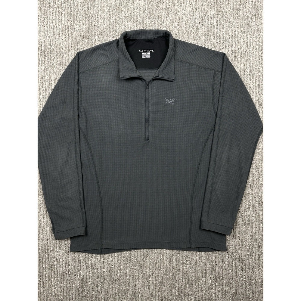 Arc'teryx Pullover Mens Large Gray Rho AR Polartec Fleece Quarter Zip Midlayer